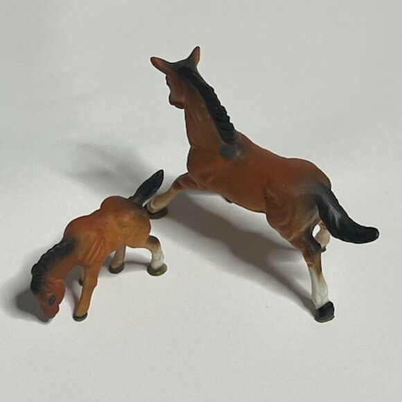 VTG Miniature Mama Horse & Colt Porcelain Figurines Brown Black - Picture 2 of 13